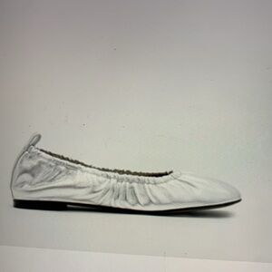 All Saints Metallic Silver Leather Ballet Flats With Ribbon 7